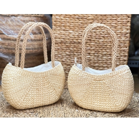 Giỏ lục bình bầu quai cói thắt bím