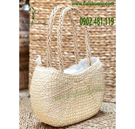 Giỏ lục bình bầu quai cói thắt bím