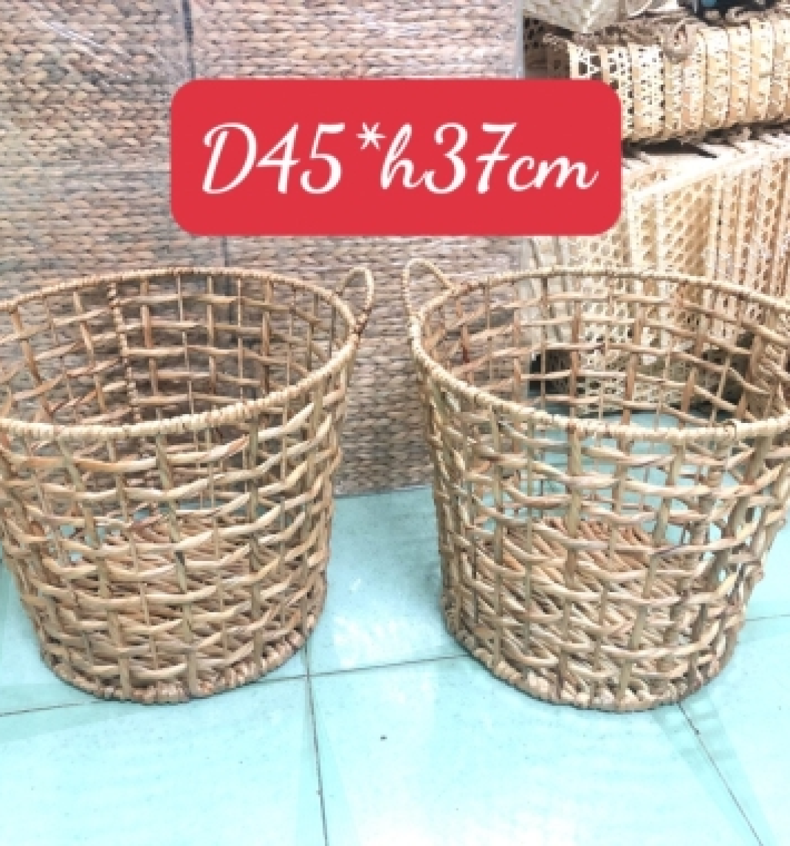 Sọt lục bình oval thưa có quà
