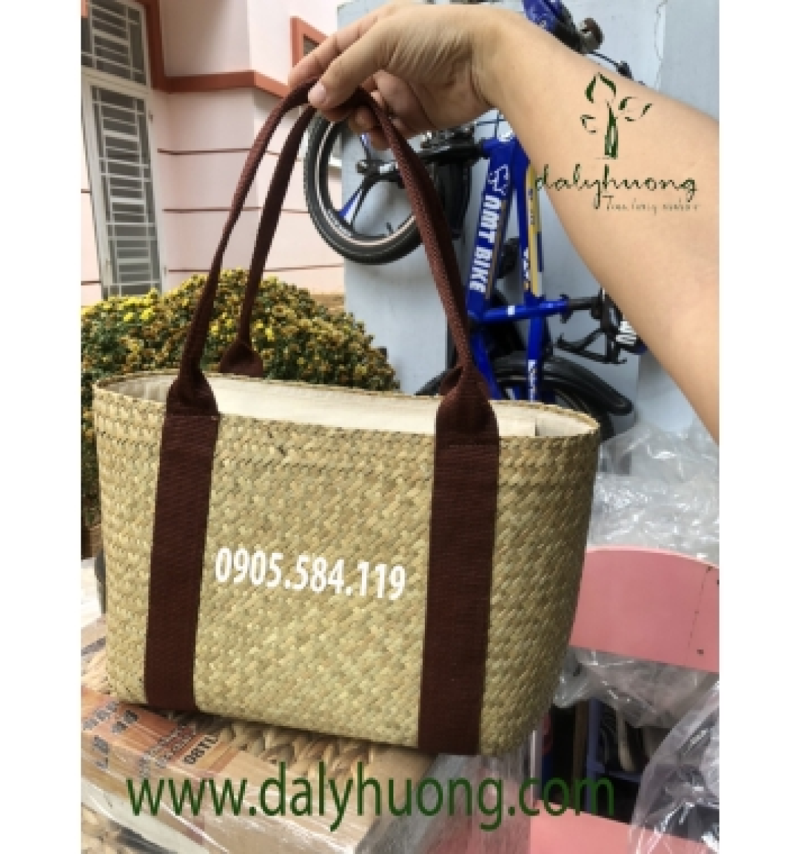 Túi cỏ bàng chữ nhật quai bố