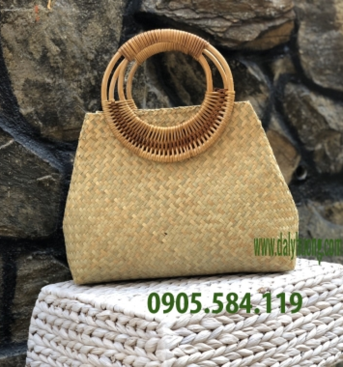 Giỏ bàng quai mây