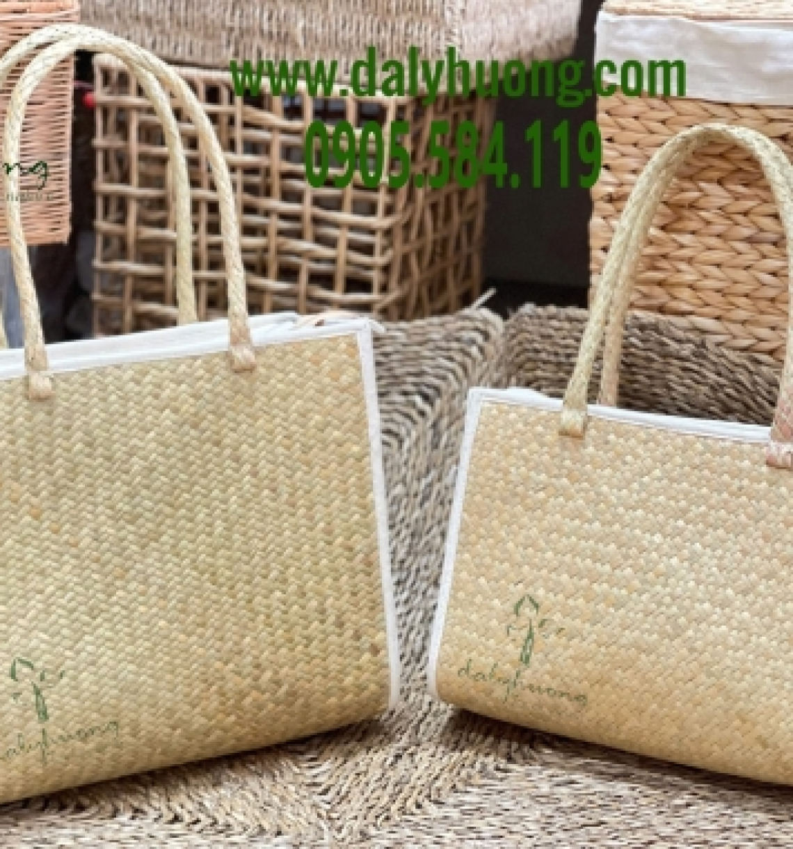 Giỏ coe bàng đi biển viền vải