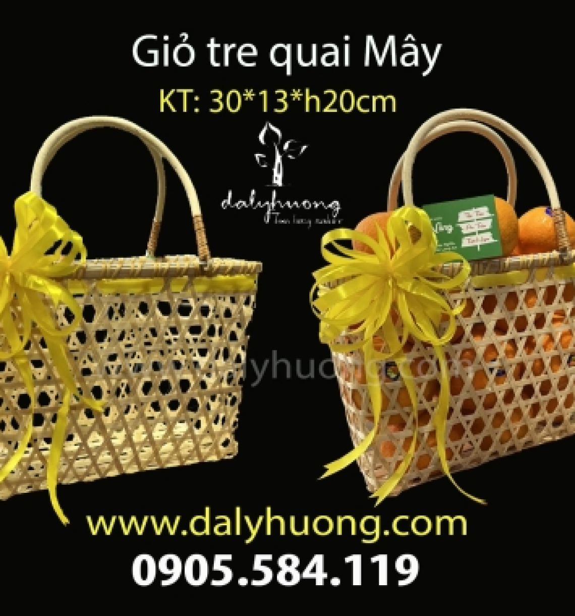 Giỏ tre quai mây gói quà