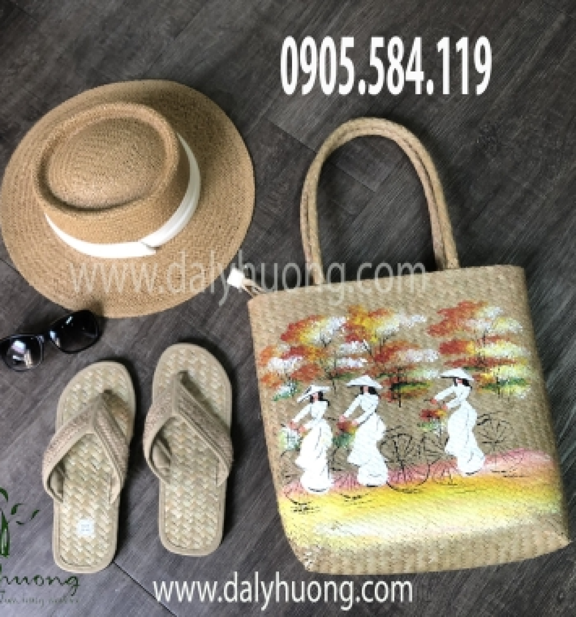 Túi cỏ bàng vẽ hình 3 cô gái