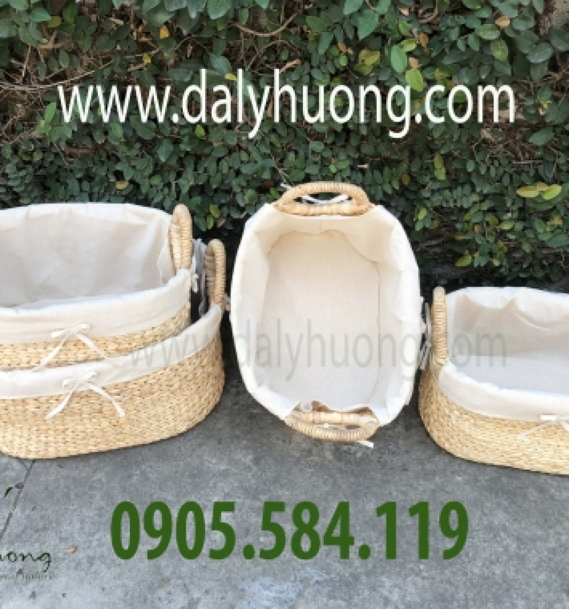 Sọt lục bình oval quai quấn