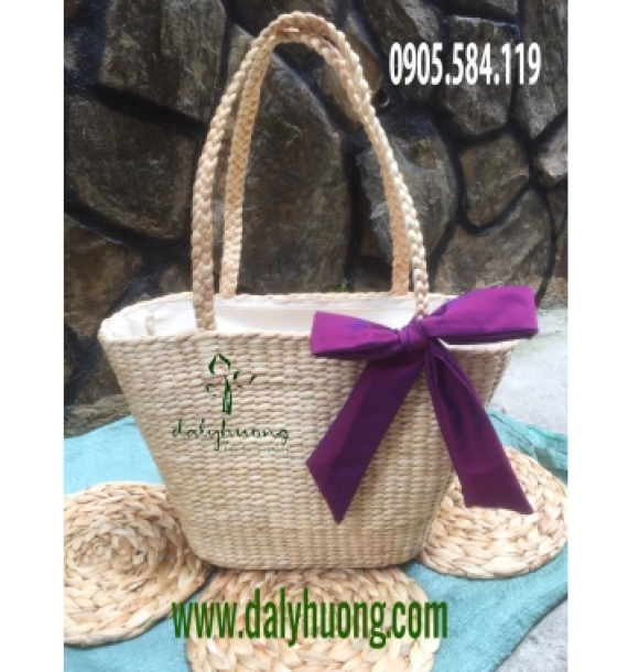 Giỏ lục bình oval quai bím