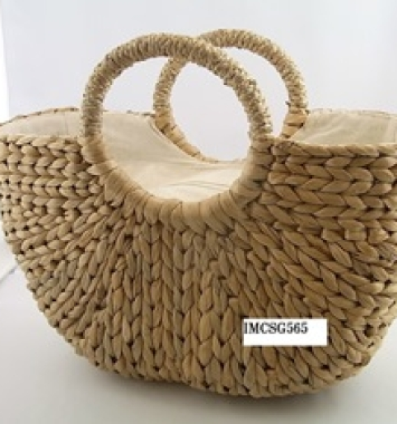 Giỏ lục bình bán nguyệt quai quấn bím
